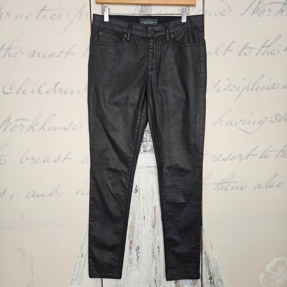 LRL Ralph Lauren Jeans Co Black Coated Skinny Jeans Women Size 6